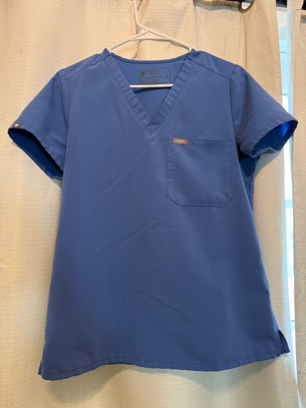 Figs Catarina One Pocket Scrub Top in Ceil Blue